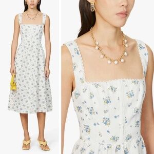NEW Reformation Tagliatelle Linen Dress Blaire 12